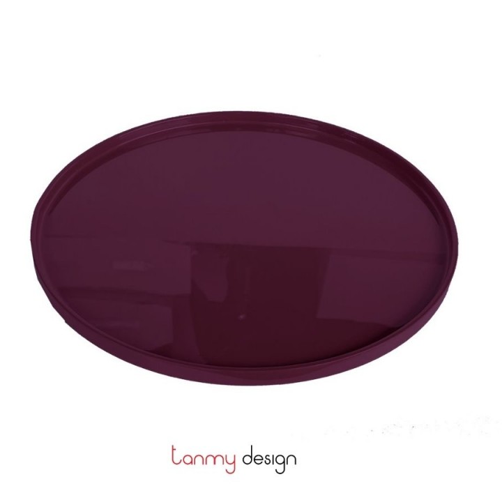 Purple round lacquer tray D26*1cm